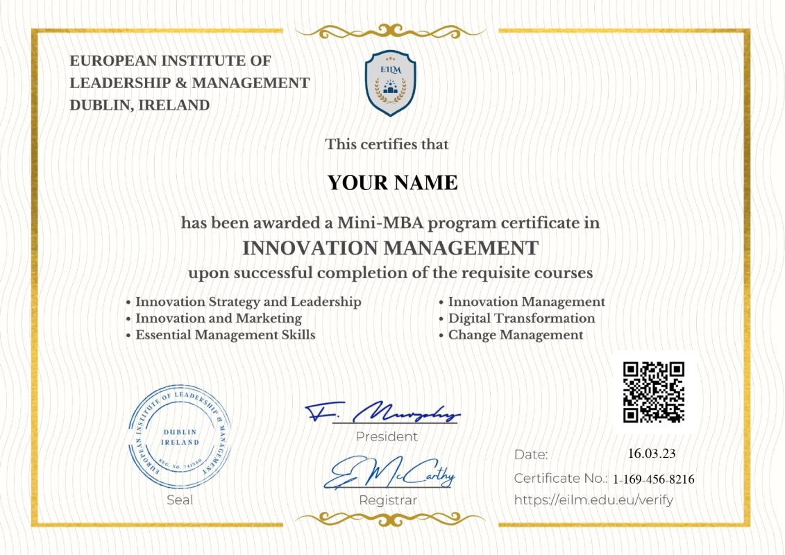 Mini-MBA In Innovation Management - EILM.EDU.EU