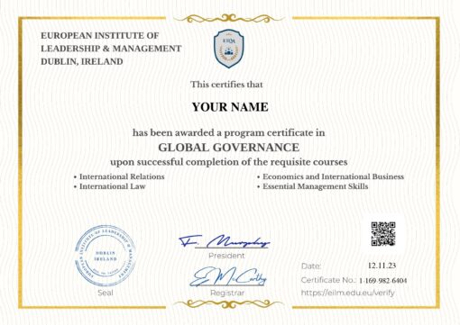 Program Certificate In Global Governance - EILM.EDU.EU
